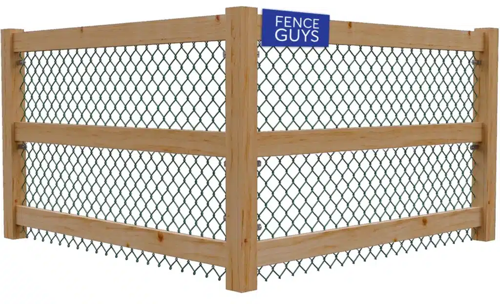 3 Rail Farm Fence With Chain Link