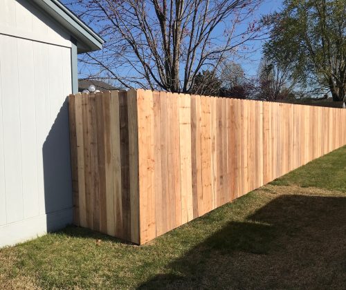 cedar on board privacy fence installation